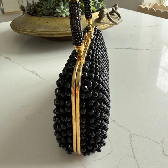 Beautiful Vintage 60’s Saks 5th Avenue Black Beaded Handbag Excellent condition - Picture 2 of 7